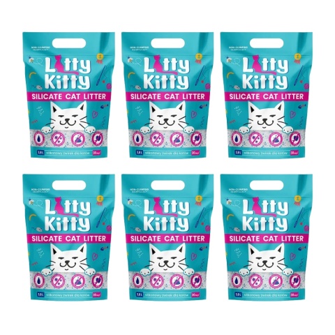 Litty Kitty Silicate Żwirek silikonowy 3.8 L x 6 szt Litty Kitty Silicate Żwirek silikonowy 3.8 L x 6 szt