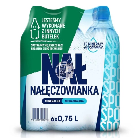 Nałęczowianka woda niegazowana 750 ml Sport Cup PET x 6 szt DRS
